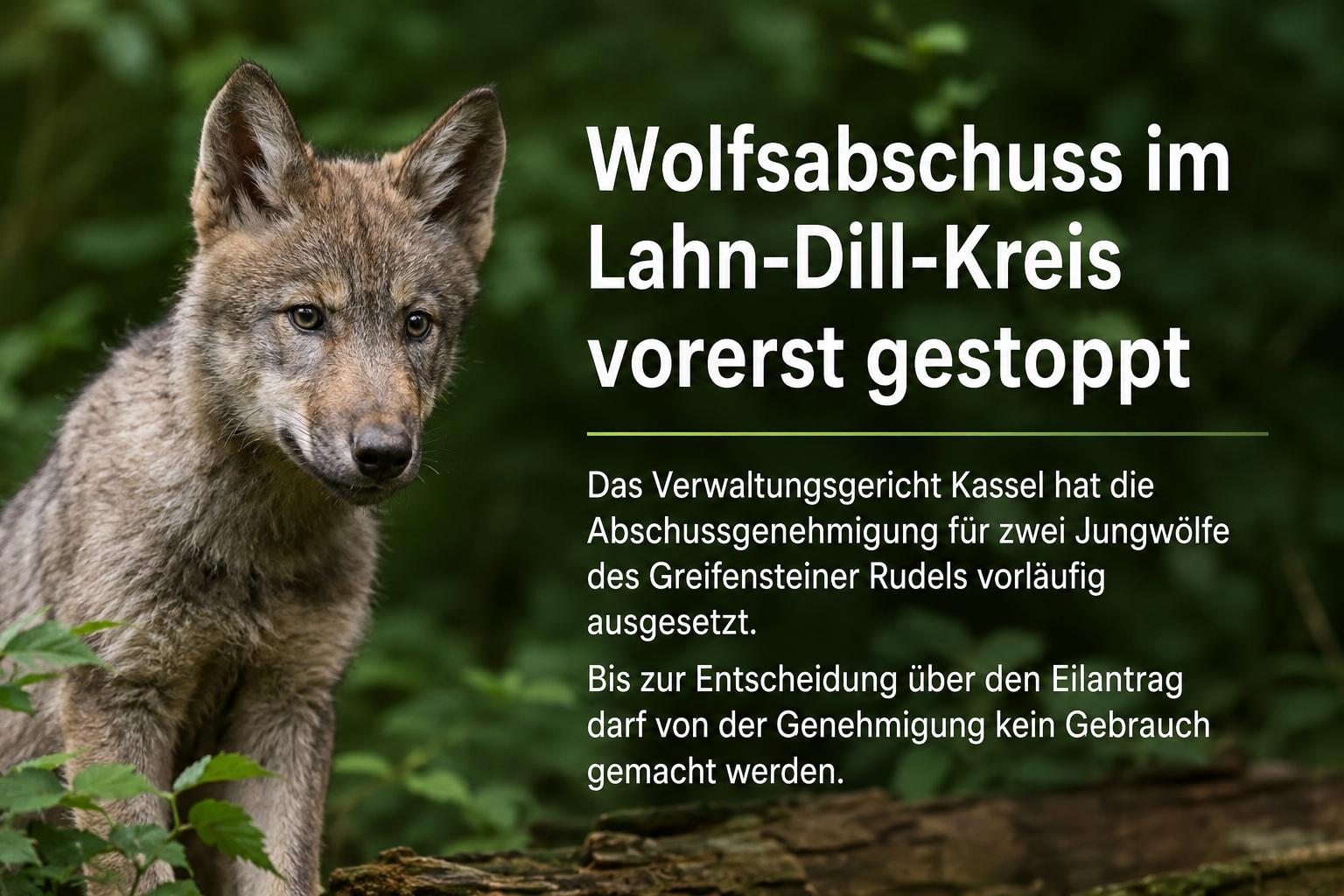 Wolfsabschuss im Lahn-Dill-Kreis gestoppt: Gericht setzt Entnahme vorläufig aus
