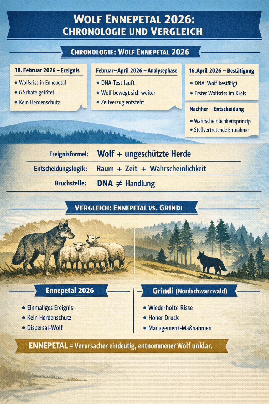 Wolf Ennepetal 2026: Chronologie, Herdenschutz und Entscheidungslogik